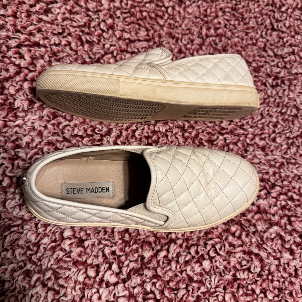 Steve Madden Quilted Slip-On Sneakers in Off-White